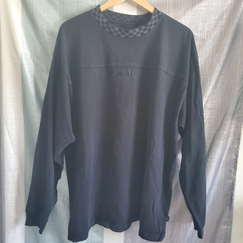 Vans Loose Fit Tallwood Black Checkerboard Mock Neck Indie Grunge Streetwear